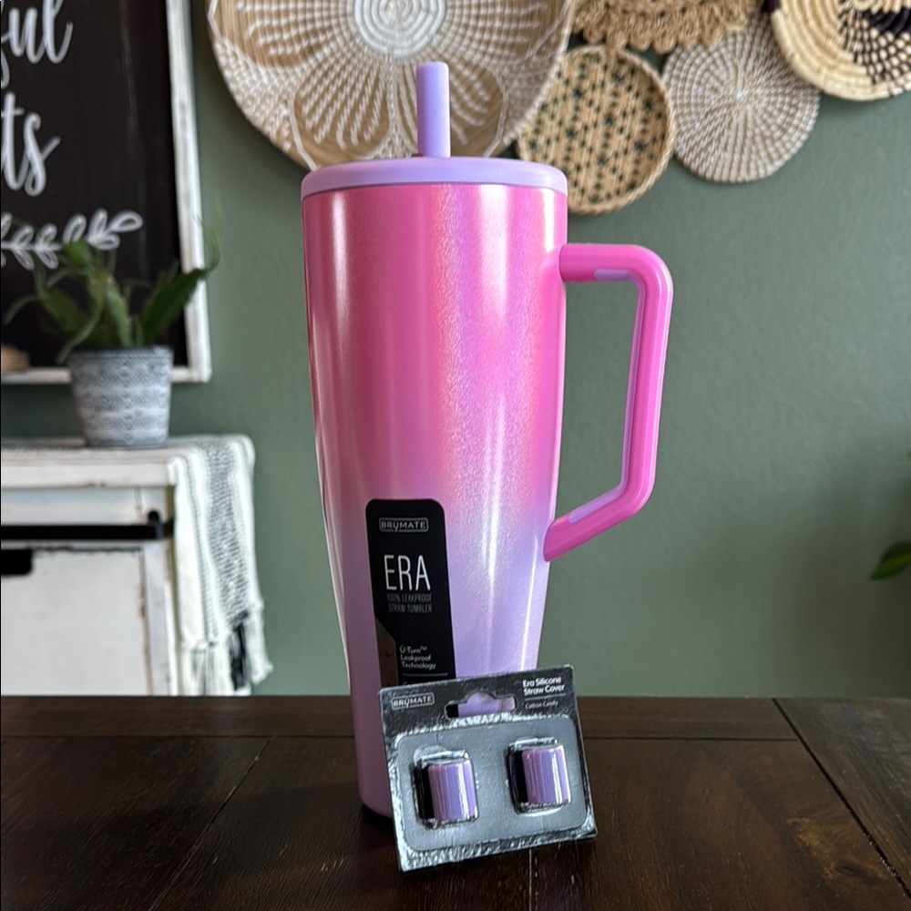 BruMate 40oz Era in the Limited Edition Cotton Candy with straw covers! New!